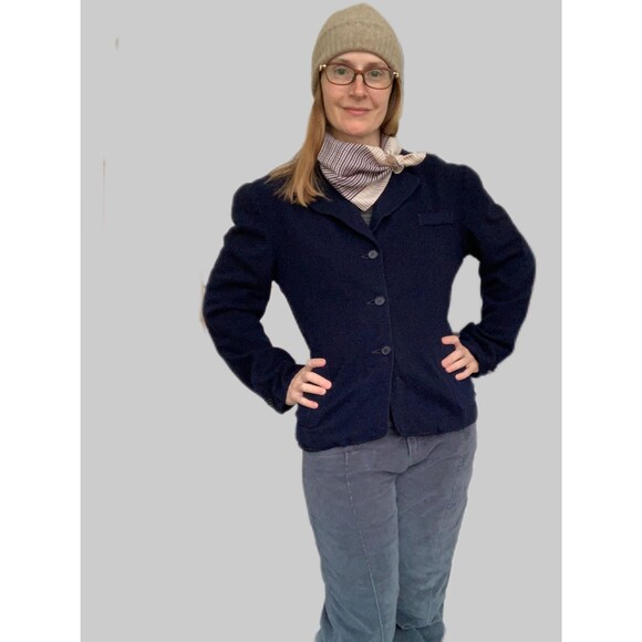 vintage Jackets & Blazers - Vintage 40s Dark Blue Wool Jacket Pacific Worsted Woolens S M